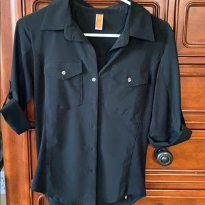 Lucy xs black button down 3/4 sleeve shirt